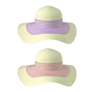 imageMiracle Gro Womens Summer Sun Striped Hat Wide Brim Ultraviolet Protection Comfort One Size Fits All PinkPurple MG100170