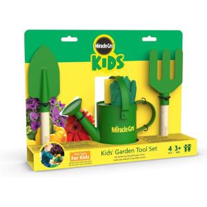 image:imageRed Toolbox MiracleGRO 4 Piece Hand Garden Toolset for Kids Age 3 with Hand Trowel Hand Fork Gloves and Watering Can