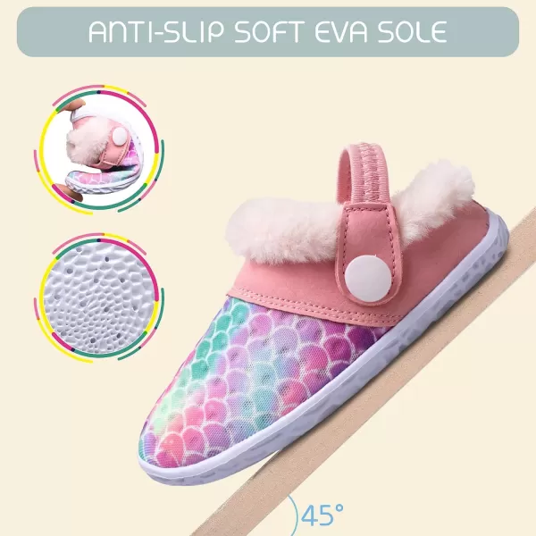 BARERUN Infant Toddler Slippers Kids Slippers Fuzzy Slides for Girls Boys Cozy Lightweight Slip-On House Newborn Crib Shoes