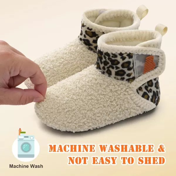 BARERUN Toddler Slippers Girls Boys House Shoes Baby Winter Booties Plush Cozy Kids House Slipper Warm Lightweight Infant Walking Shoes Socks