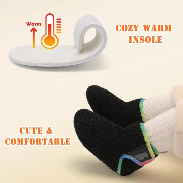 BARERUN Toddler Slippers Girls Boys House Shoes Baby Winter Booties Plush Cozy Kids House Slipper Warm Lightweight Infant Walking Shoes Socks
