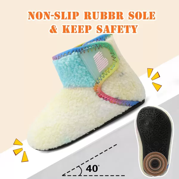 BARERUN Toddler Slippers Girls Boys House Shoes Baby Winter Booties Plush Cozy Kids House Slipper Warm Lightweight Infant Walking Shoes Socks