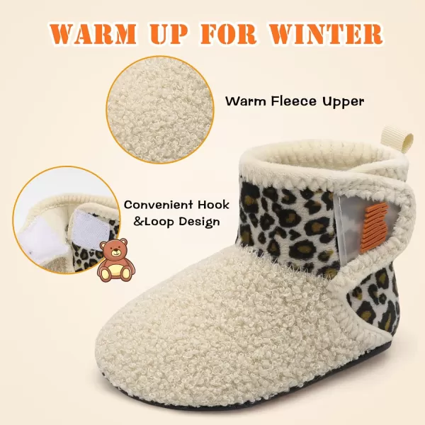 BARERUN Toddler Slippers Girls Boys House Shoes Baby Winter Booties Plush Cozy Kids House Slipper Warm Lightweight Infant Walking Shoes Socks