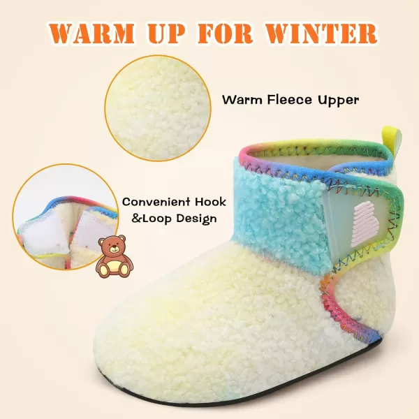 BARERUN Toddler Slippers Girls Boys House Shoes Baby Winter Booties Plush Cozy Kids House Slipper Warm Lightweight Infant Walking Shoes Socks