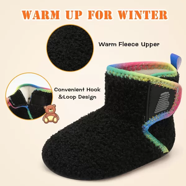 BARERUN Toddler Slippers Girls Boys House Shoes Baby Winter Booties Plush Cozy Kids House Slipper Warm Lightweight Infant Walking Shoes Socks