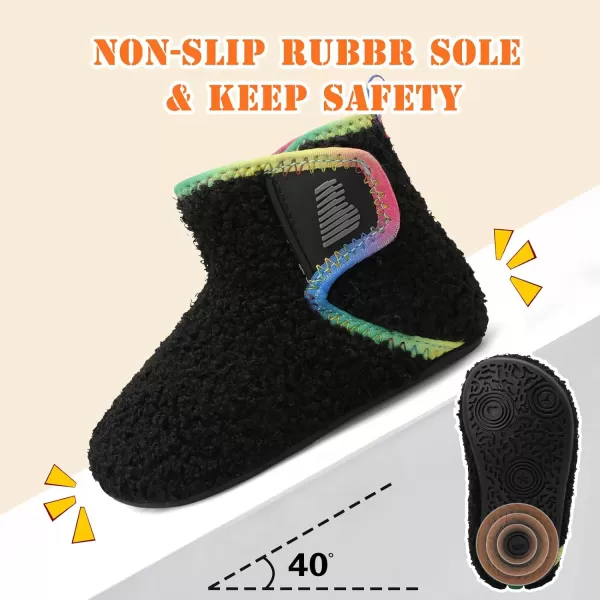 BARERUN Toddler Slippers Girls Boys House Shoes Baby Winter Booties Plush Cozy Kids House Slipper Warm Lightweight Infant Walking Shoes Socks