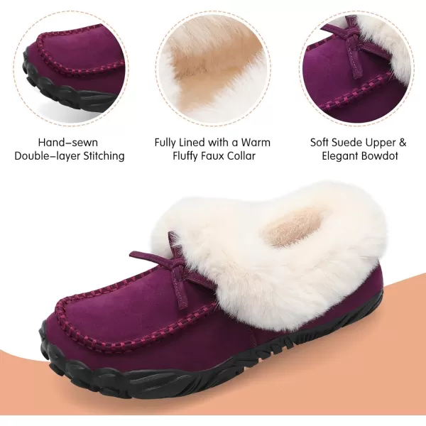 BARERUN Womens Moccasin Snow Boots Warm Winter Boots Ankle Boots for Women Outdoor Fur Lined Womens Shoes Slippers