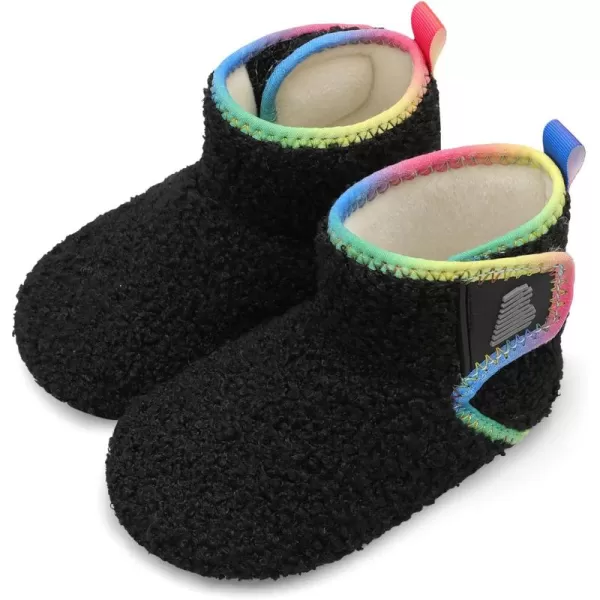 BARERUN Toddler Slippers Girls Boys House Shoes Baby Winter Booties Plush Cozy Kids House Slipper Warm Lightweight Infant Walking Shoes Socks