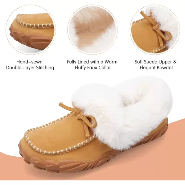 imageBARERUN Womens Moccasin Snow Boots Warm Winter Boots Ankle Boots for Women Outdoor Fur Lined Womens Shoes SlippersA Dark Brown