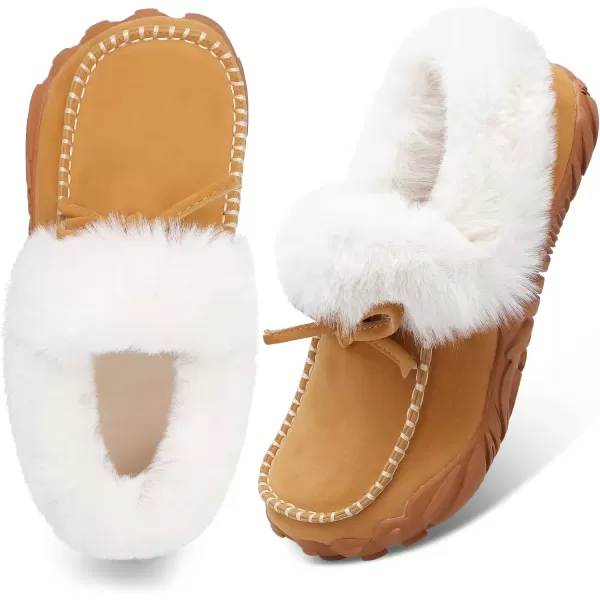 imageBARERUN Womens Moccasin Snow Boots Warm Winter Boots Ankle Boots for Women Outdoor Fur Lined Womens Shoes SlippersA Dark Brown