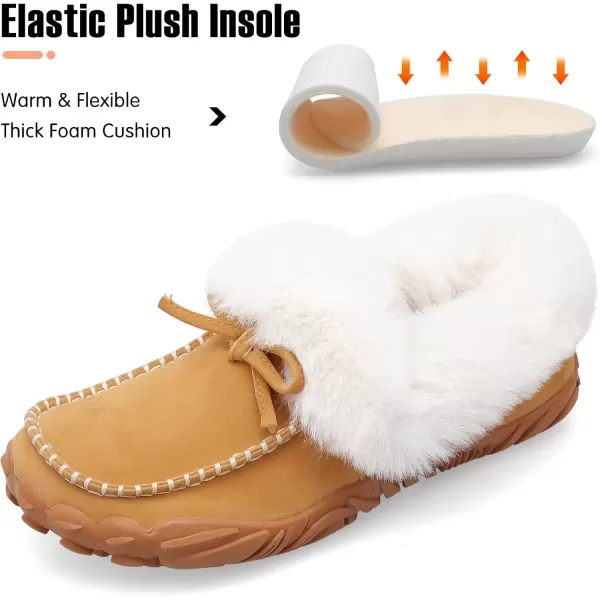 imageBARERUN Womens Moccasin Snow Boots Warm Winter Boots Ankle Boots for Women Outdoor Fur Lined Womens Shoes SlippersA Dark Brown