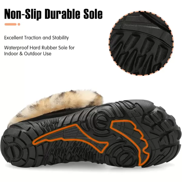 imageBARERUN Womens Moccasin Snow Boots Warm Winter Boots Ankle Boots for Women Outdoor Fur Lined Womens Shoes SlippersBlack Leopard