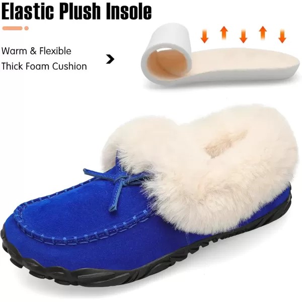 imageBARERUN Womens Moccasin Snow Boots Warm Winter Boots Ankle Boots for Women Outdoor Fur Lined Womens Shoes SlippersBlue