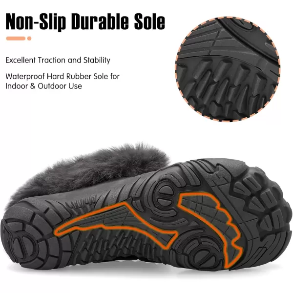 imageBARERUN Womens Moccasin Snow Boots Warm Winter Boots Ankle Boots for Women Outdoor Fur Lined Womens Shoes SlippersDark Grey