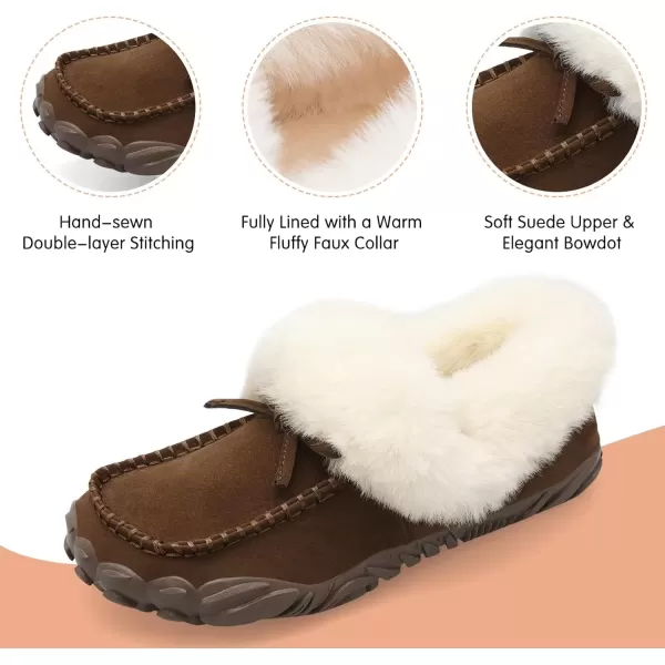 imageBARERUN Womens Moccasin Snow Boots Warm Winter Boots Ankle Boots for Women Outdoor Fur Lined Womens Shoes SlippersDeep Brown