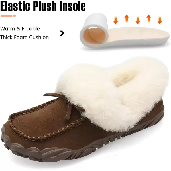 imageBARERUN Womens Moccasin Snow Boots Warm Winter Boots Ankle Boots for Women Outdoor Fur Lined Womens Shoes SlippersDeep Brown
