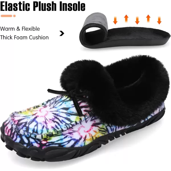 imageBARERUN Womens Moccasin Snow Boots Warm Winter Boots Ankle Boots for Women Outdoor Fur Lined Womens Shoes SlippersDye Tie