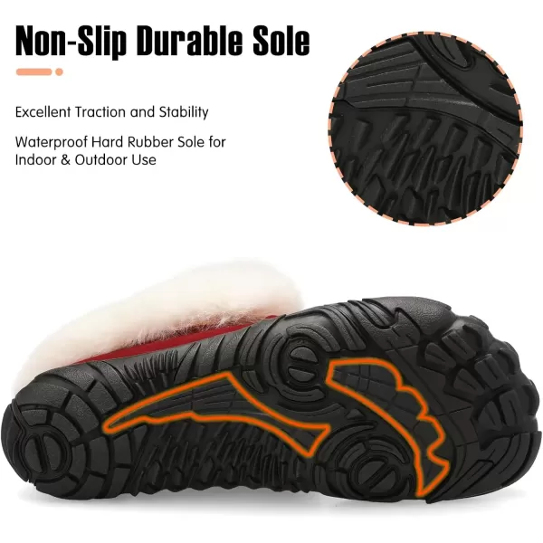 imageBARERUN Womens Moccasin Snow Boots Warm Winter Boots Ankle Boots for Women Outdoor Fur Lined Womens Shoes SlippersRed