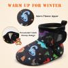 imageBARERUN Toddler Slippers Girls Boys House Shoes Baby Winter Booties Plush Cozy Kids House Slipper Warm Lightweight Infant Walking Shoes SocksBlack Dinosaur