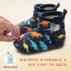 imageBARERUN Toddler Slippers Girls Boys House Shoes Baby Winter Booties Plush Cozy Kids House Slipper Warm Lightweight Infant Walking Shoes SocksBlue Dinosaur