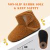 imageBARERUN Toddler Slippers Girls Boys House Shoes Baby Winter Booties Plush Cozy Kids House Slipper Warm Lightweight Infant Walking Shoes SocksBrown