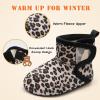imageBARERUN Toddler Slippers Girls Boys House Shoes Baby Winter Booties Plush Cozy Kids House Slipper Warm Lightweight Infant Walking Shoes SocksLeopard