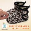 imageBARERUN Toddler Slippers Girls Boys House Shoes Baby Winter Booties Plush Cozy Kids House Slipper Warm Lightweight Infant Walking Shoes SocksLeopard