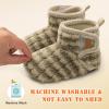 imageBARERUN Toddler Slippers Girls Boys House Shoes Baby Winter Booties Plush Cozy Kids House Slipper Warm Lightweight Infant Walking Shoes SocksStripe Brown