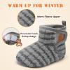 imageBARERUN Toddler Slippers Girls Boys House Shoes Baby Winter Booties Plush Cozy Kids House Slipper Warm Lightweight Infant Walking Shoes SocksStripe Grey