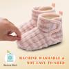 imageBARERUN Toddler Slippers Girls Boys House Shoes Baby Winter Booties Plush Cozy Kids House Slipper Warm Lightweight Infant Walking Shoes SocksStripe Pink