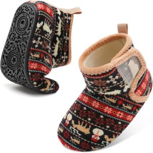 imageBARERUN Toddler Slippers Girls Boys House Shoes Baby Winter Booties Plush Cozy Kids House Slipper Warm Lightweight Infant Walking Shoes SocksDeer