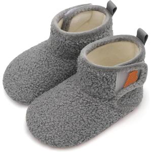 imageBARERUN Toddler Slippers Girls Boys House Shoes Baby Winter Booties Plush Cozy Kids House Slipper Warm Lightweight Infant Walking Shoes SocksGrey