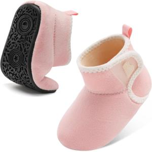 imageBARERUN Toddler Slippers Girls Boys House Shoes Baby Winter Booties Plush Cozy Kids House Slipper Warm Lightweight Infant Walking Shoes SocksPink