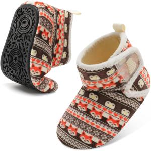 imageBARERUN Toddler Slippers Girls Boys House Shoes Baby Winter Booties Plush Cozy Kids House Slipper Warm Lightweight Infant Walking Shoes SocksSquirrel