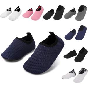 imageBARERUN Baby Girls Boys Water Shoes Swim Barefoot Water Sport Aqua Socks for Beach Pool Swim SandDot Navy