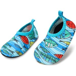 imageBARERUN Baby Girls Boys Water Shoes Swim Barefoot Water Sport Aqua Socks for Beach Pool Swim SandFish Lightblue