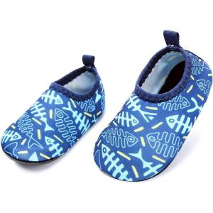 imageBARERUN Baby Girls Boys Water Shoes Swim Barefoot Water Sport Aqua Socks for Beach Pool Swim SandFishbone Blue