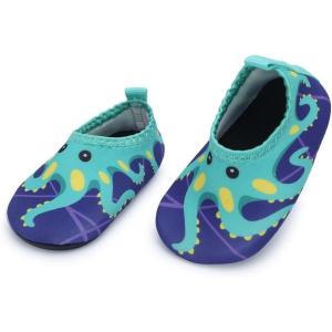 imageBARERUN Baby Girls Boys Water Shoes Swim Barefoot Water Sport Aqua Socks for Beach Pool Swim SandGreen Octopus