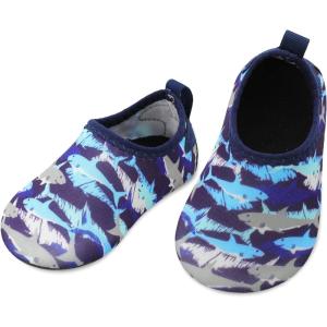 imageBARERUN Baby Girls Boys Water Shoes Swim Barefoot Water Sport Aqua Socks for Beach Pool Swim SandNavy Shark