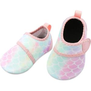 imageBARERUN Baby Girls Boys Water Shoes Swim Barefoot Water Sport Aqua Socks for Beach Pool Swim SandPink Fishscale