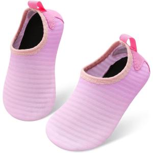 imageBARERUN Baby Girls Boys Water Shoes Swim Barefoot Water Sport Aqua Socks for Beach Pool Swim SandPink Stripe