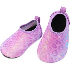 imageBARERUN Baby Girls Boys Water Shoes Swim Barefoot Water Sport Aqua Socks for Beach Pool Swim SandPurple Leopard