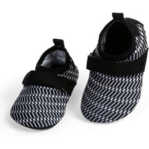 imageBARERUN Baby Girls Boys Water Shoes Swim Barefoot Water Sport Aqua Socks for Beach Pool Swim SandSplice Black White