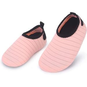 imageBARERUN Baby Girls Boys Water Shoes Swim Barefoot Water Sport Aqua Socks for Beach Pool Swim SandStripe Apricot