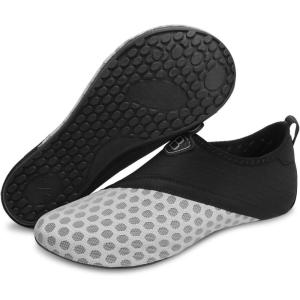 imageBARERUN Barefoot Water Shoes for Women Men QuickDry Aqua Socks for Swim Beach Pool Surf Yoga Boat Travel Non Slip Indoor Outdoor Walking ShoesBlack Grey