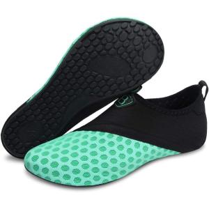 imageBARERUN Barefoot Water Shoes for Women Men QuickDry Aqua Socks for Swim Beach Pool Surf Yoga Boat Travel Non Slip Indoor Outdoor Walking ShoesBlack Light Green