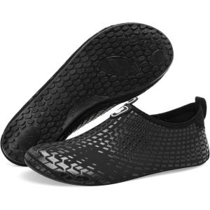 imageBARERUN Barefoot Water Shoes for Women Men QuickDry Aqua Socks for Swim Beach Pool Surf Yoga Boat Travel Non Slip Indoor Outdoor Walking ShoesBlack Printed