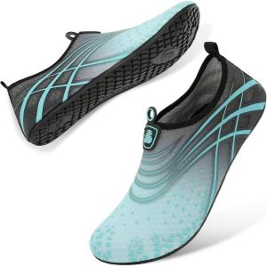 imageBARERUN Barefoot Water Shoes for Women Men QuickDry Aqua Socks for Swim Beach Pool Surf Yoga Boat Travel Non Slip Indoor Outdoor Walking ShoesGrey Blue