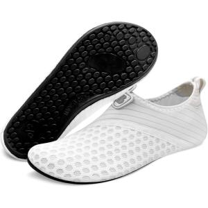 imageBARERUN Barefoot Water Shoes for Women Men QuickDry Aqua Socks for Swim Beach Pool Surf Yoga Boat Travel Non Slip Indoor Outdoor Walking ShoesWhite Holes