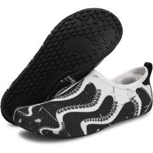 imageBARERUN Barefoot Water Shoes for Women Men QuickDry Aqua Socks for Swim Beach Pool Surf Yoga Boat Travel Non Slip Indoor Outdoor Walking ShoesWhite Octopus